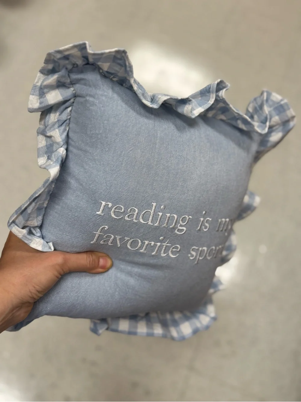 Reading Is My Favorite Sporty Ruffled Decorative Pillow - Blue